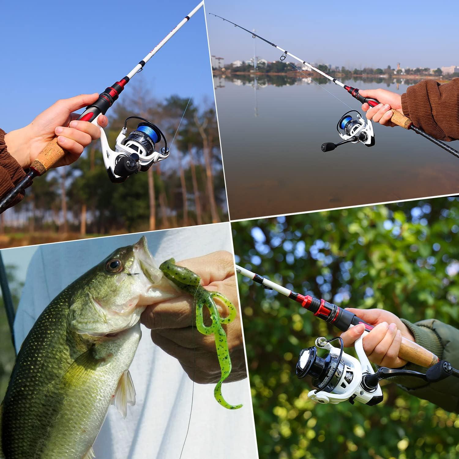 image:imageSougayilang Spinning Combo Medium Heavy Fishing Pole and 2000 Spinning Reel Set Fishing Rod and Reel Commbo for Bass Fishing TackleB Pearl White