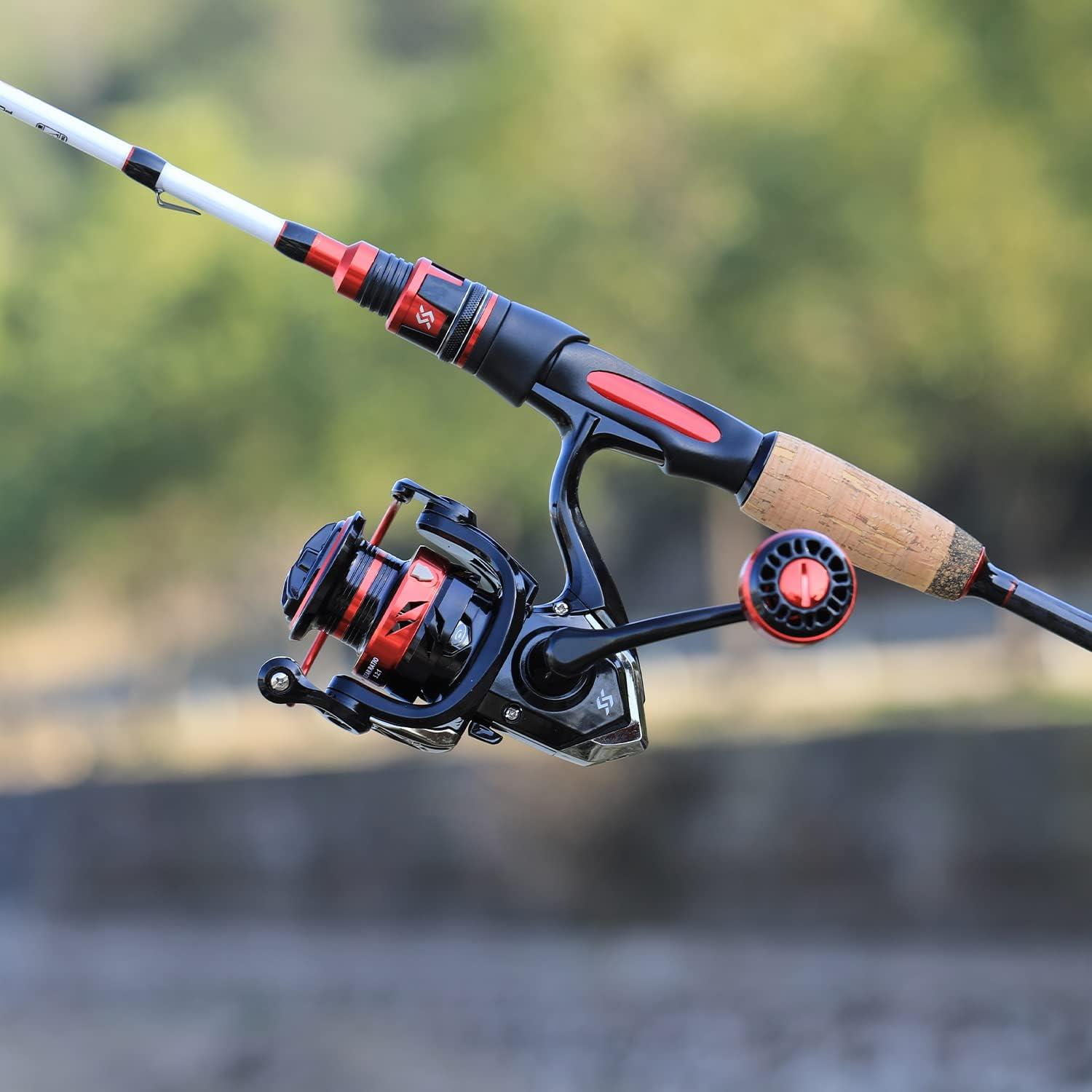 image:imageSougayilang Spinning Combo Medium Heavy Fishing Pole and 2000 Spinning Reel Set Fishing Rod and Reel Commbo for Bass Fishing TacklePearl White