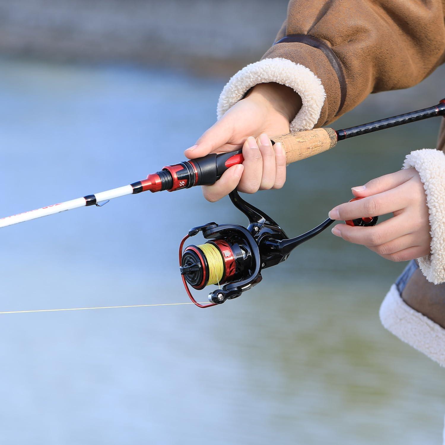 image:imageSougayilang Spinning Combo Medium Heavy Fishing Pole and 2000 Spinning Reel Set Fishing Rod and Reel Commbo for Bass Fishing TacklePearl White