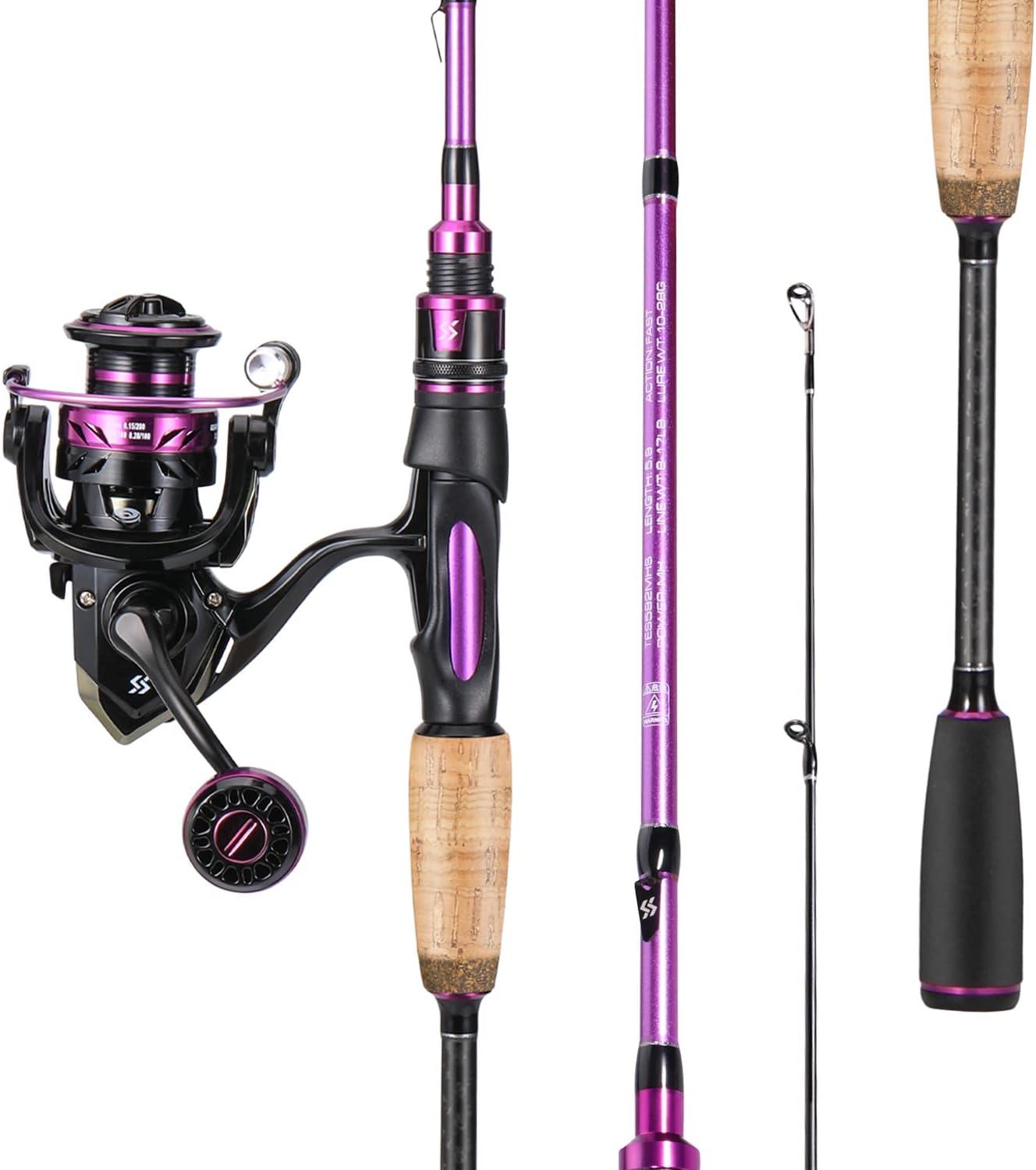image:imageSougayilang Spinning Combo Medium Heavy Fishing Pole and 2000 Spinning Reel Set Fishing Rod and Reel Commbo for Bass Fishing TacklePurple