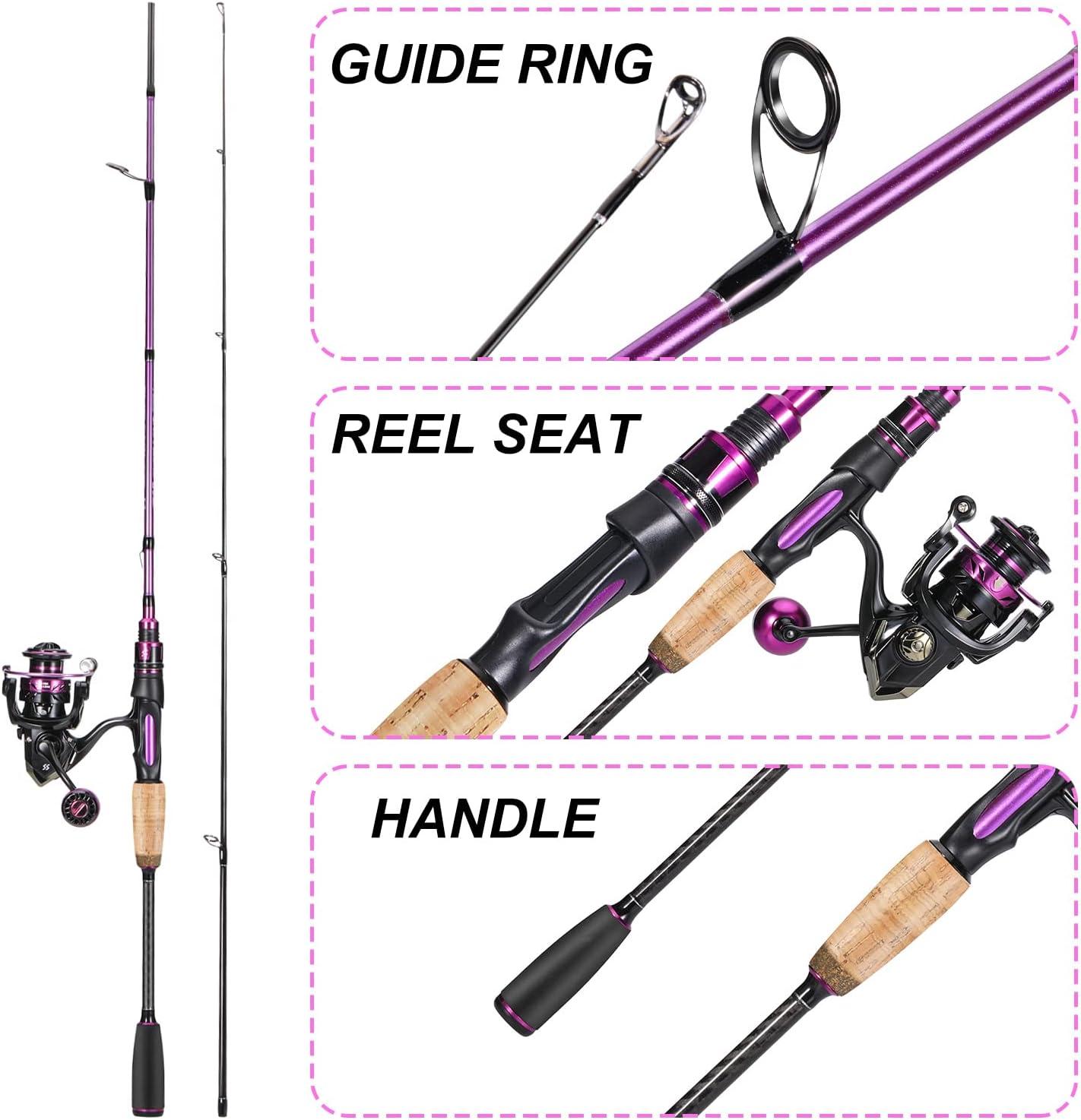 image:imageSougayilang Spinning Combo Medium Heavy Fishing Pole and 2000 Spinning Reel Set Fishing Rod and Reel Commbo for Bass Fishing TacklePurple