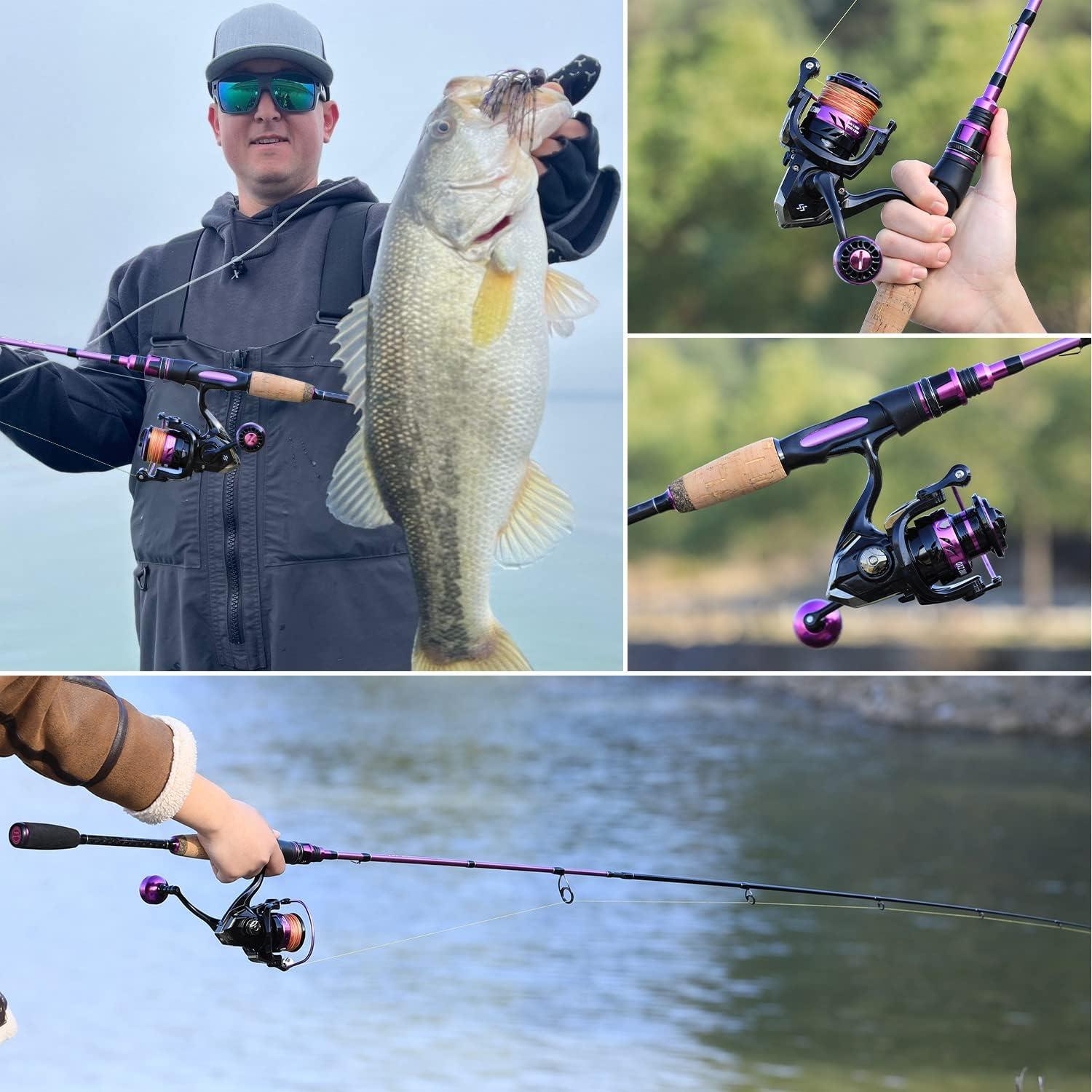 image:imageSougayilang Spinning Combo Medium Heavy Fishing Pole and 2000 Spinning Reel Set Fishing Rod and Reel Commbo for Bass Fishing TacklePurple