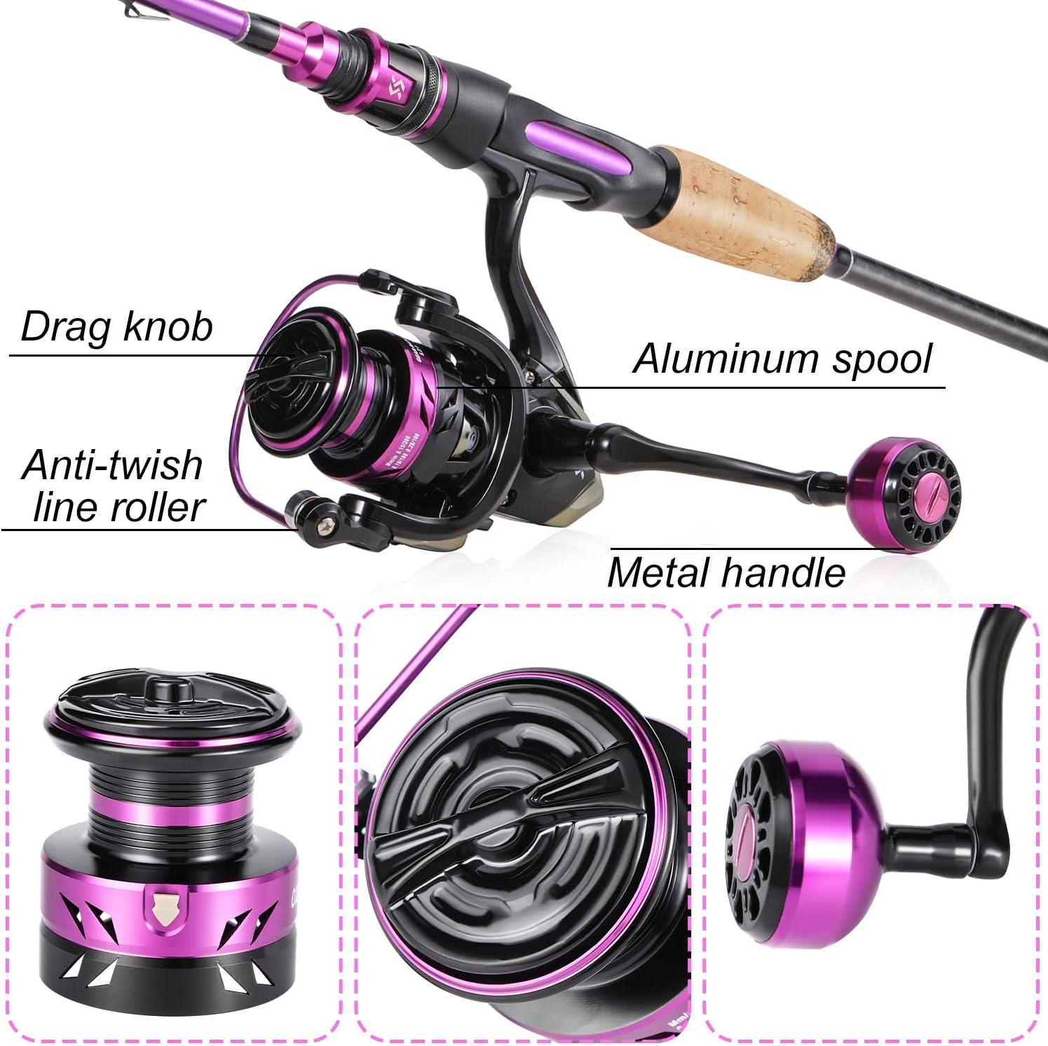 image:imageSougayilang Spinning Combo Medium Heavy Fishing Pole and 2000 Spinning Reel Set Fishing Rod and Reel Commbo for Bass Fishing TacklePurple