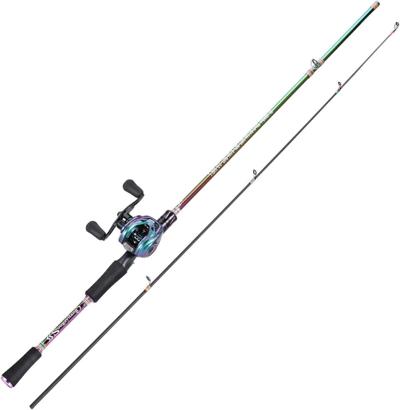 image:imageSougayilang Spinning Fishing Reel Rod Combo Two Pieces Colorful Poratble Light Weight Fishing Rod with Powerful Fishing Gear for Freshwater SaltwaterCasting ComboLeft Hand