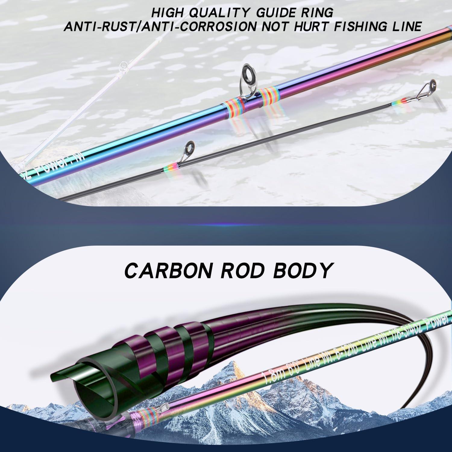 image:imageSougayilang Spinning Fishing Reel Rod Combo Two Pieces Colorful Poratble Light Weight Fishing Rod with Powerful Fishing Gear for Freshwater SaltwaterCasting ComboLeft Hand