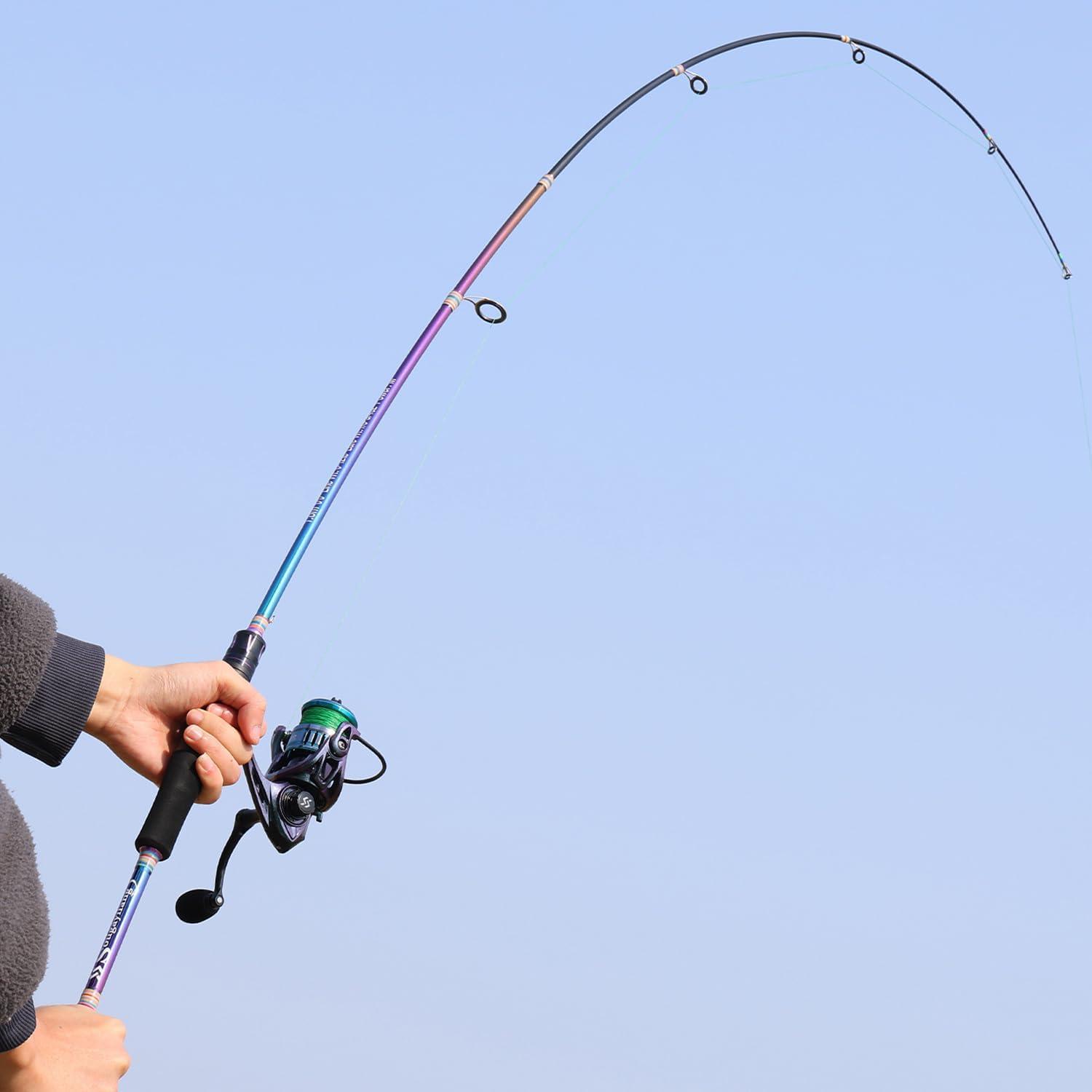 image:imageSougayilang Spinning Fishing Reel Rod Combo Two Pieces Colorful Poratble Light Weight Fishing Rod with Powerful Fishing Gear for Freshwater SaltwaterSpinning Combo with ZB1000