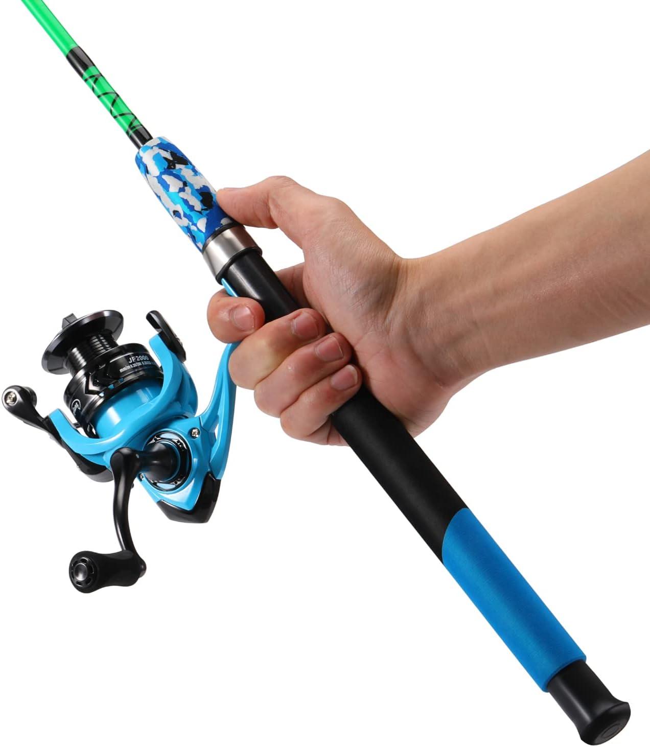 image:imageSougayilang Spinning Reel and 2Piece Fishing Rod Combo Durable Graphite amp Fiberglass Rod SplitGrip Cork HandleRightLeft Handle PositionBlue