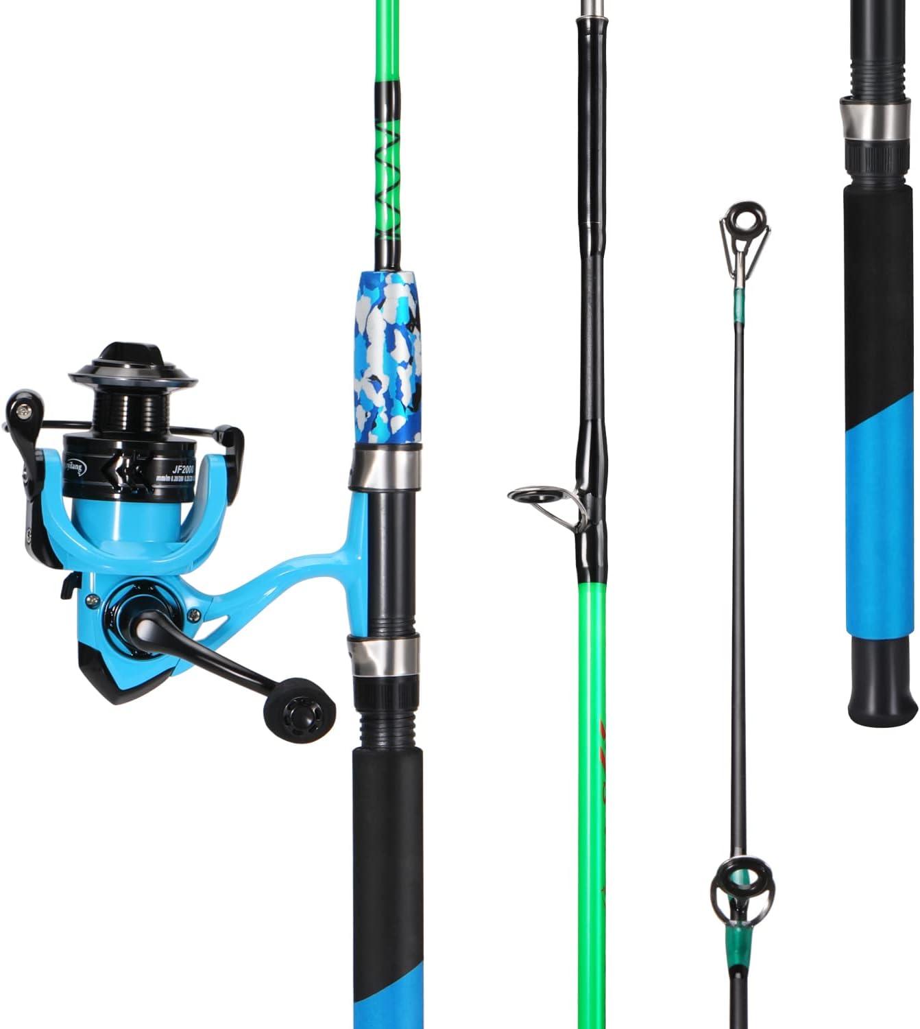 image:imageSougayilang Spinning Reel and 2Piece Fishing Rod Combo Durable Graphite amp Fiberglass Rod SplitGrip Cork HandleRightLeft Handle PositionBlue