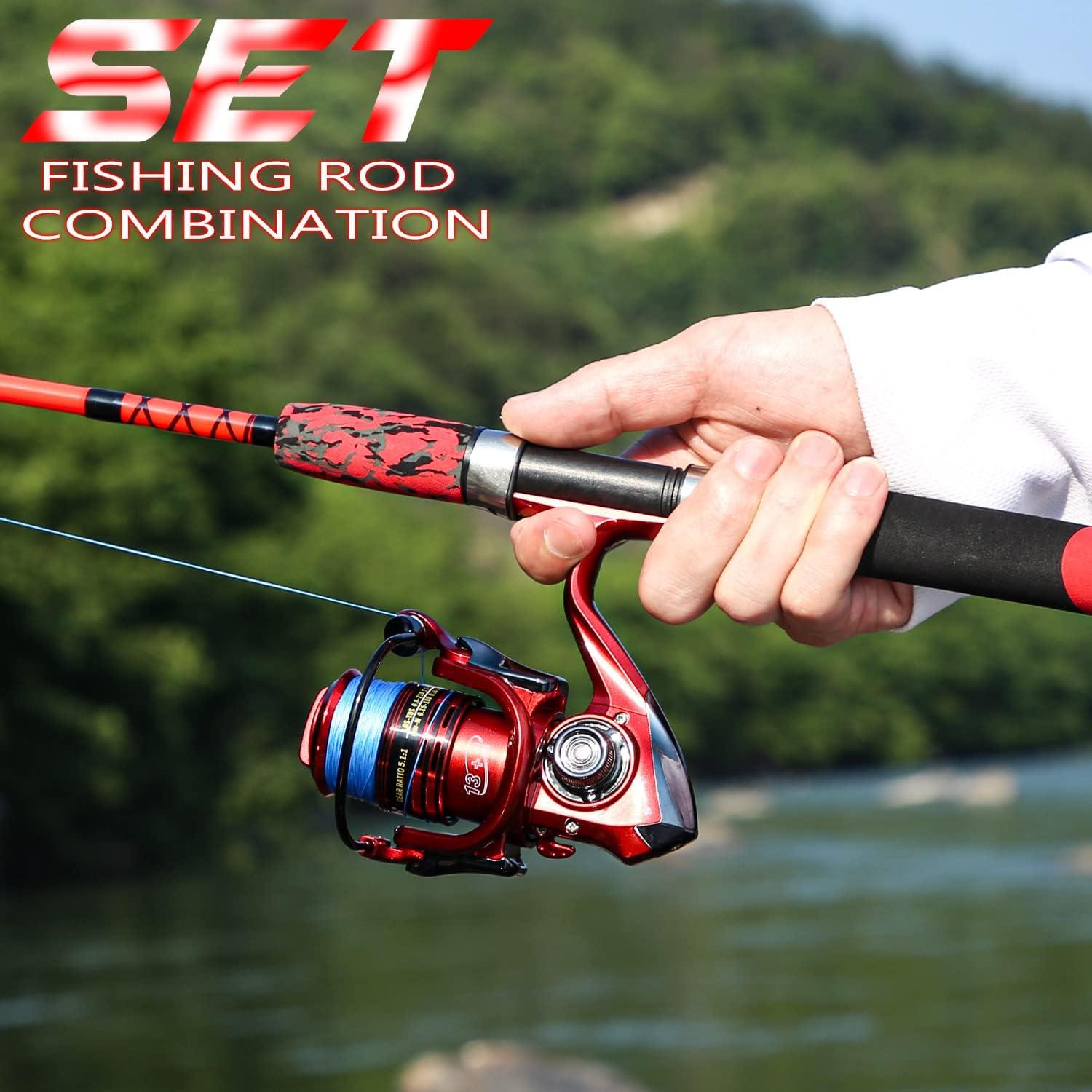 image:imageSougayilang Spinning Reel and 2Piece Fishing Rod Combo Durable Graphite amp Fiberglass Rod SplitGrip Cork HandleRightLeft Handle PositionRed