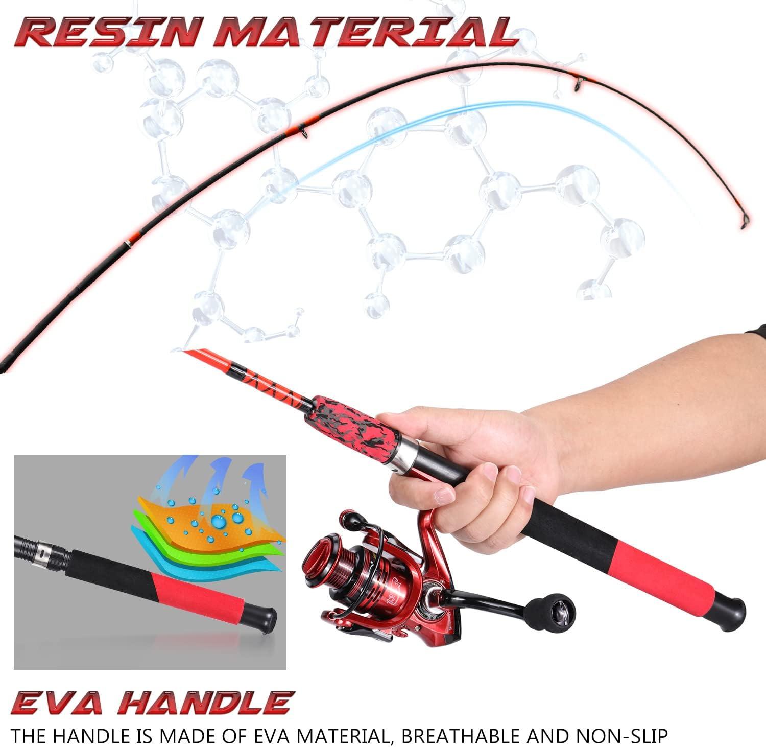 image:imageSougayilang Spinning Reel and 2Piece Fishing Rod Combo Durable Graphite amp Fiberglass Rod SplitGrip Cork HandleRightLeft Handle PositionRed