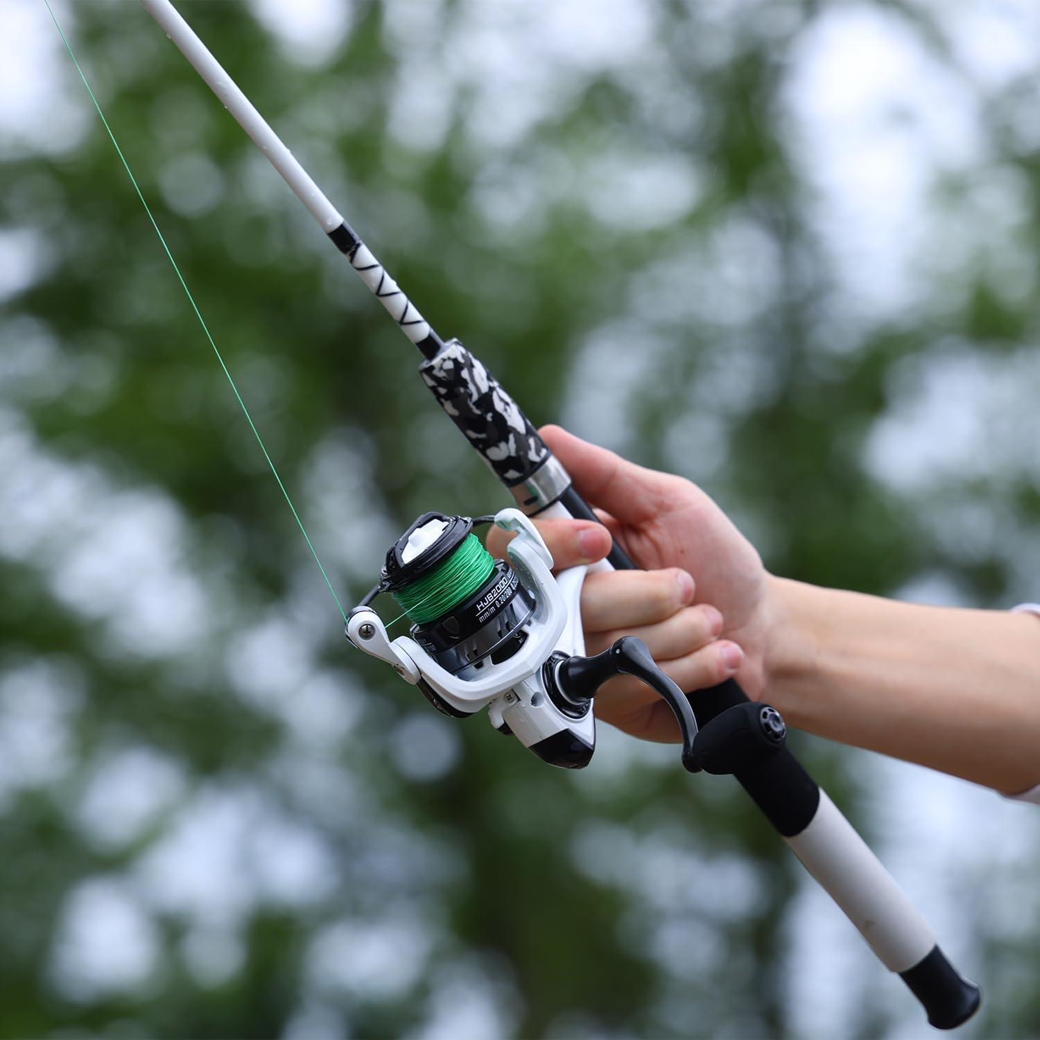 image:imageSougayilang Spinning Reel and 2Piece Fishing Rod Combo Durable Graphite amp Fiberglass Rod SplitGrip Cork HandleRightLeft Handle PositionWhite