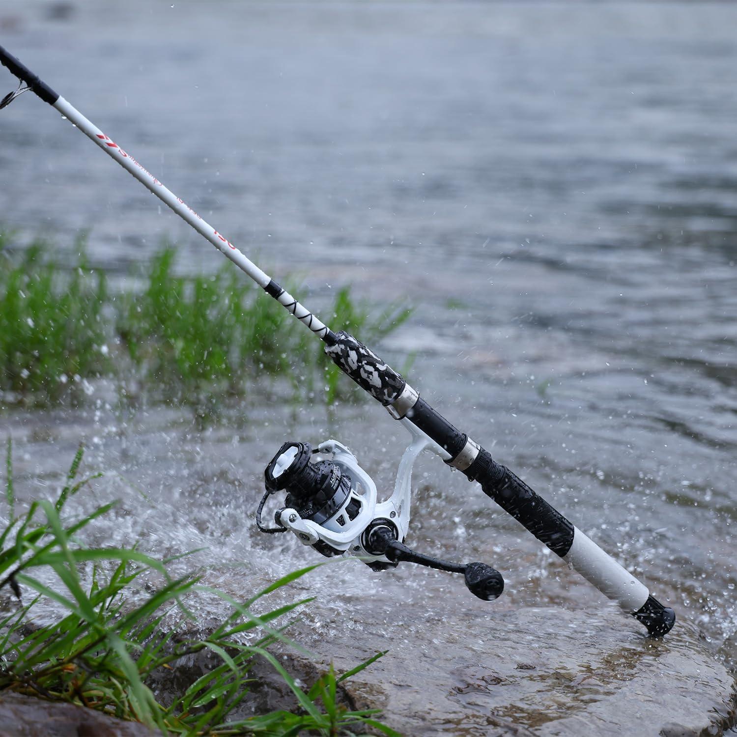 image:imageSougayilang Spinning Reel and 2Piece Fishing Rod Combo Durable Graphite amp Fiberglass Rod SplitGrip Cork HandleRightLeft Handle PositionWhite
