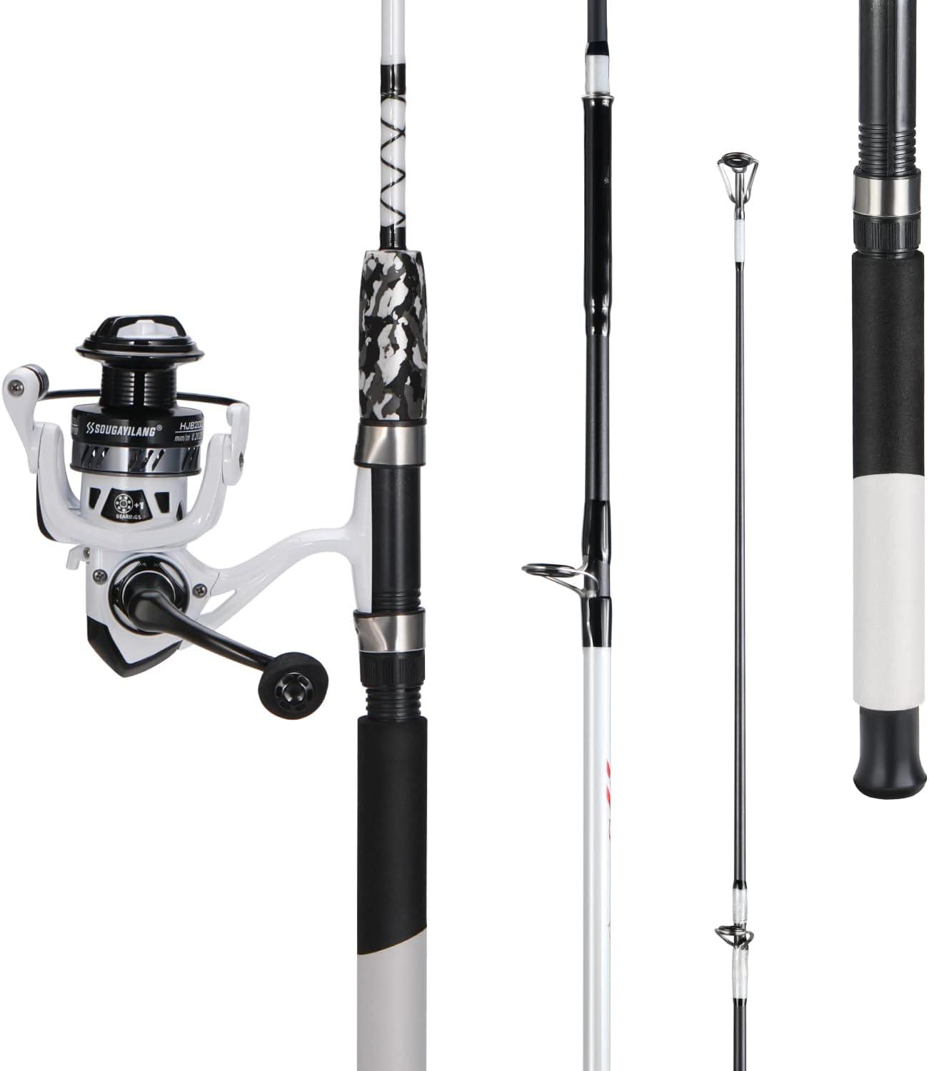image:imageSougayilang Spinning Reel and 2Piece Fishing Rod Combo Durable Graphite amp Fiberglass Rod SplitGrip Cork HandleRightLeft Handle PositionWhite