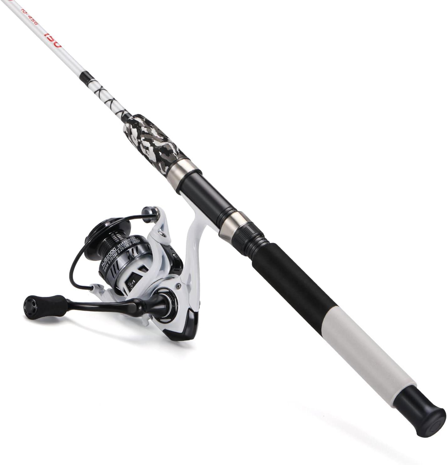 image:imageSougayilang Spinning Reel and 2Piece Fishing Rod Combo Durable Graphite amp Fiberglass Rod SplitGrip Cork HandleRightLeft Handle PositionWhite