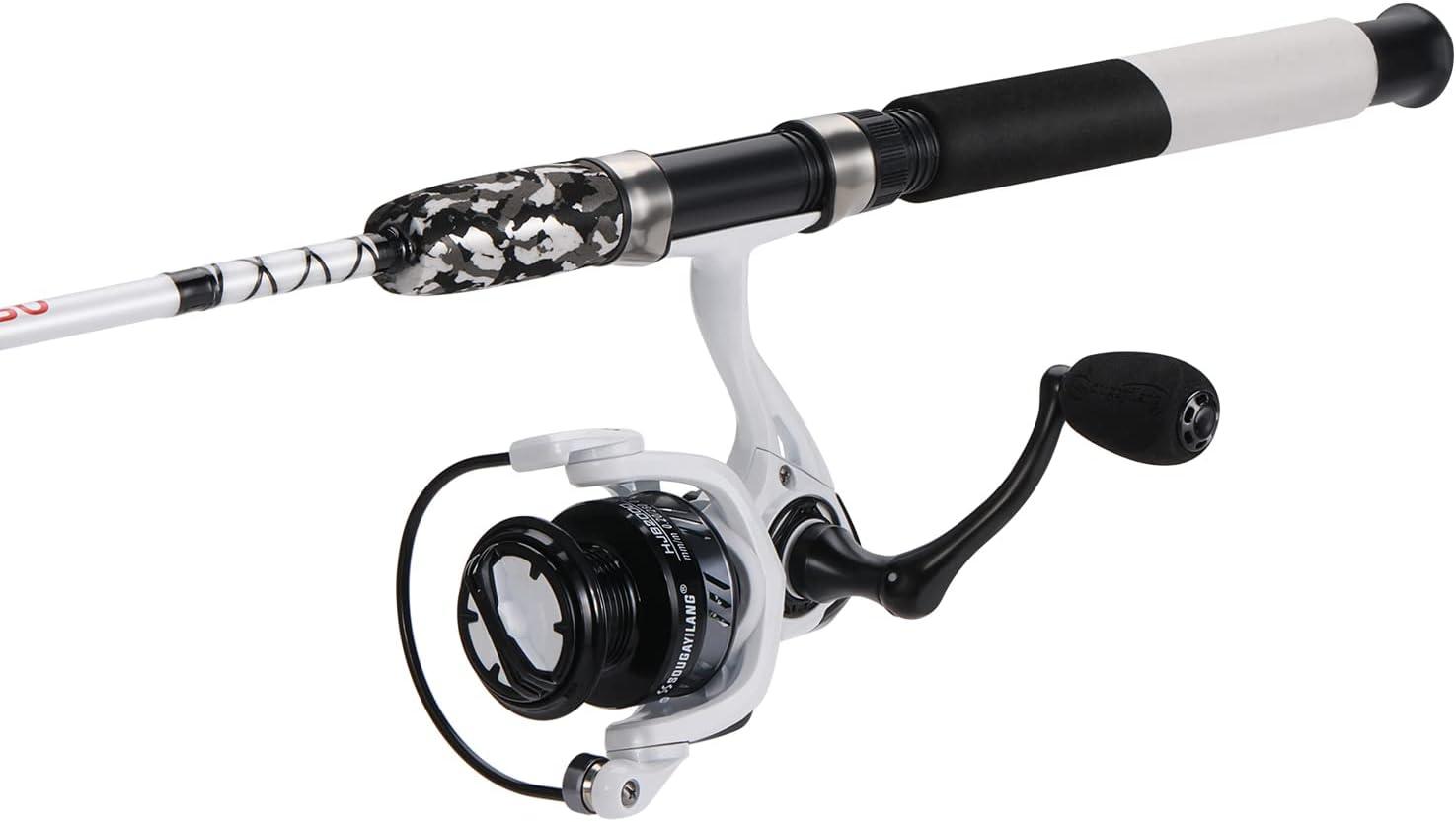 image:imageSougayilang Spinning Reel and 2Piece Fishing Rod Combo Durable Graphite amp Fiberglass Rod SplitGrip Cork HandleRightLeft Handle PositionWhite