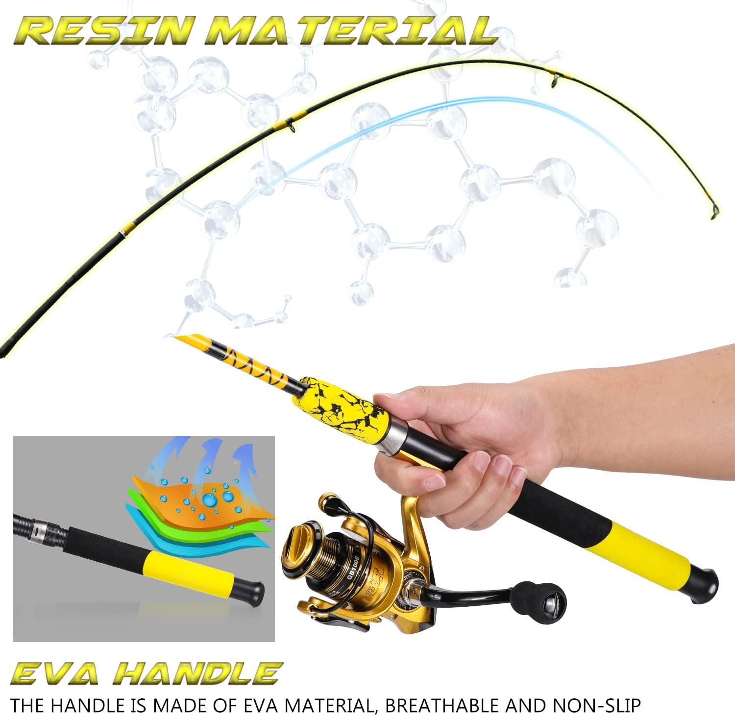 image:imageSougayilang Spinning Reel and 2Piece Fishing Rod Combo Durable Graphite amp Fiberglass Rod SplitGrip Cork HandleRightLeft Handle PositionYellow