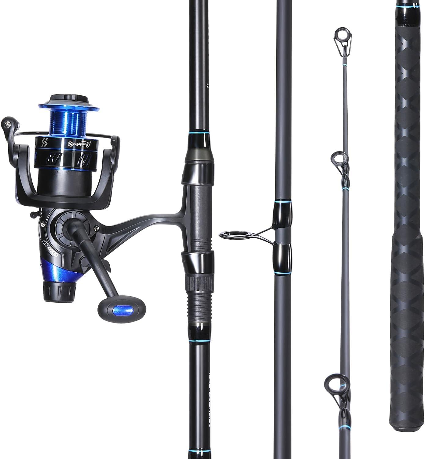 image:imageSougayilang Surf Fishing Rod Combo MediumHeavy 3 Piece Baitfeeder Spinning Combo with 4000 Size Reel for Travel10 ft