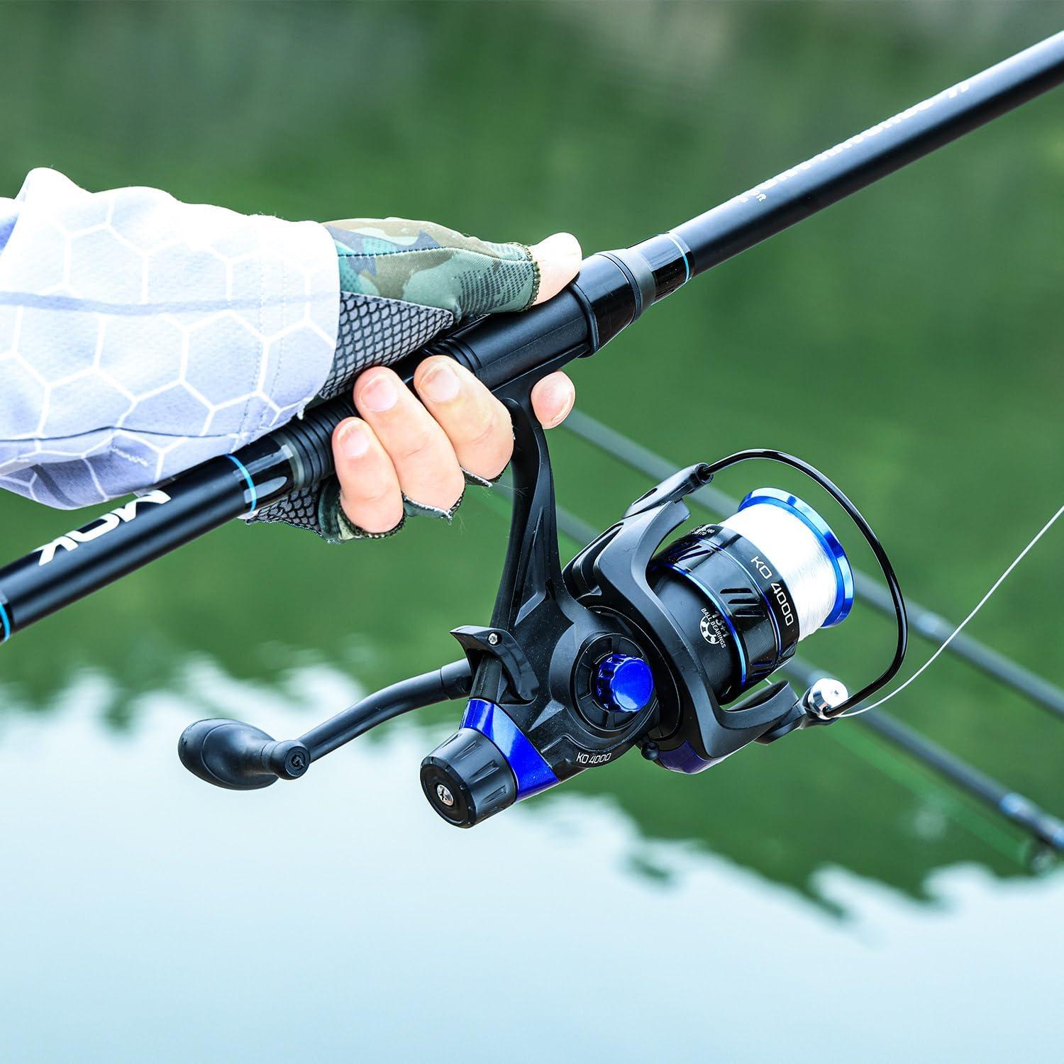 image:imageSougayilang Surf Fishing Rod Combo MediumHeavy 3 Piece Baitfeeder Spinning Combo with 4000 Size Reel for Travel11 ft