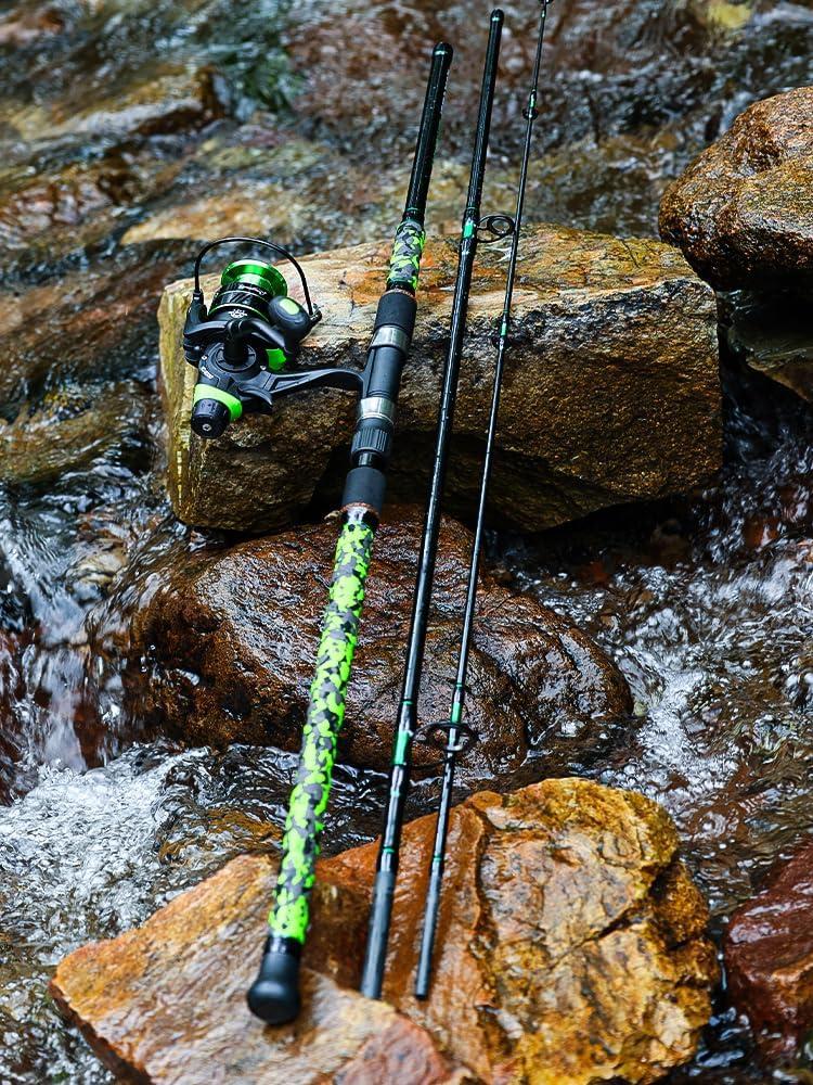 image:imageSougayilang Surf Fishing Rod and Reel Combo MediumHeavy 3 Piece Travel Spinning Rod with 4000 Size Reel Baitfeeder Combo91011green