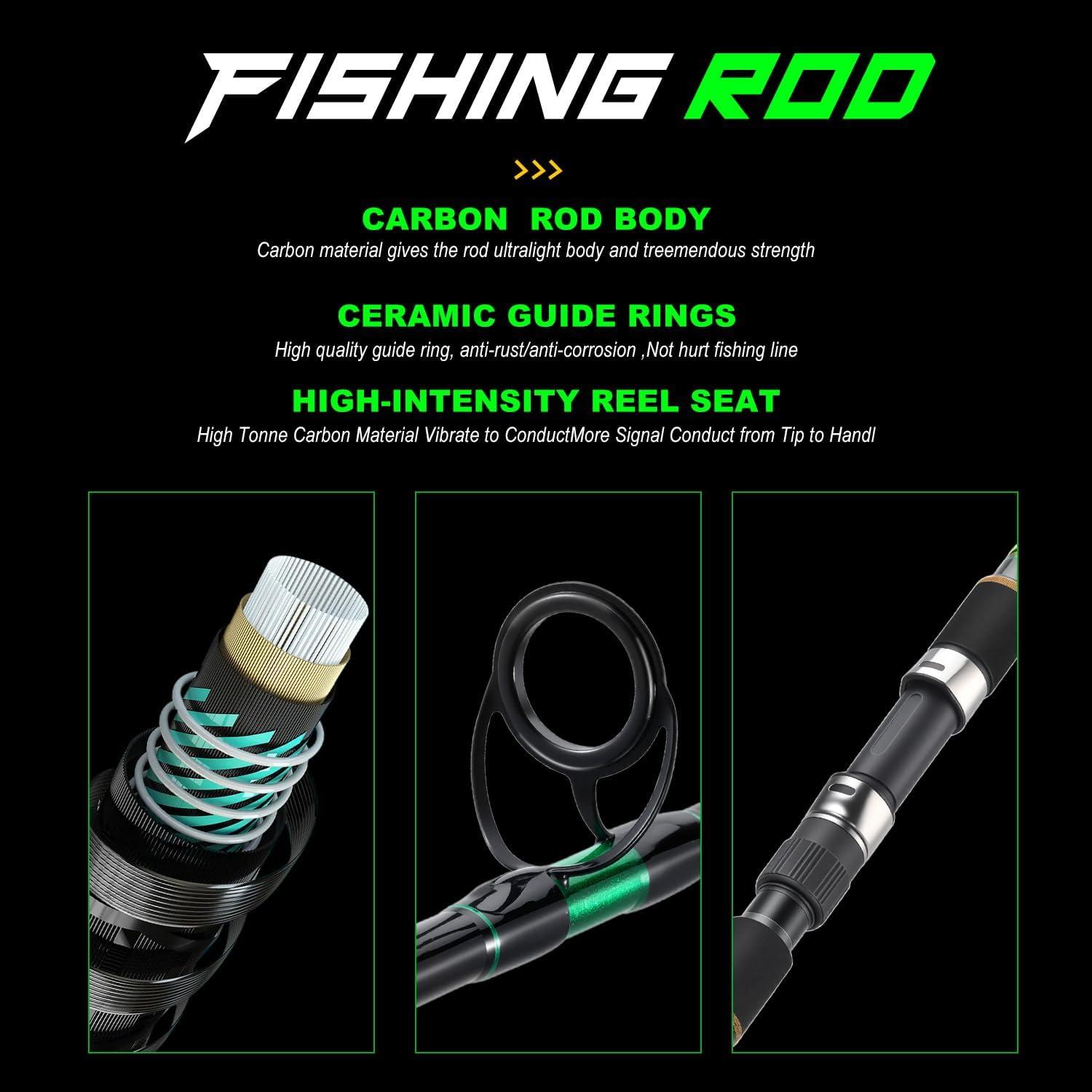 image:imageSougayilang Surf Fishing Rod and Reel Combo MediumHeavy 3 Piece Travel Spinning Rod with 4000 Size Reel Baitfeeder Combo91011green