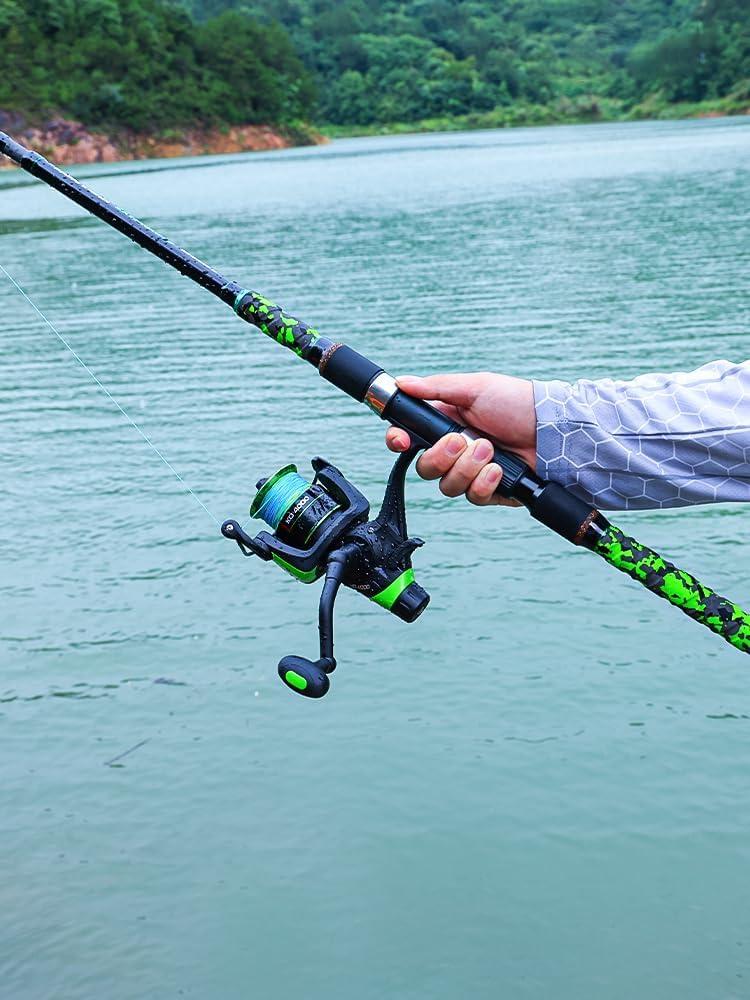 image:imageSougayilang Surf Fishing Rod and Reel Combo MediumHeavy 3 Piece Travel Spinning Rod with 4000 Size Reel Baitfeeder Combo91011green