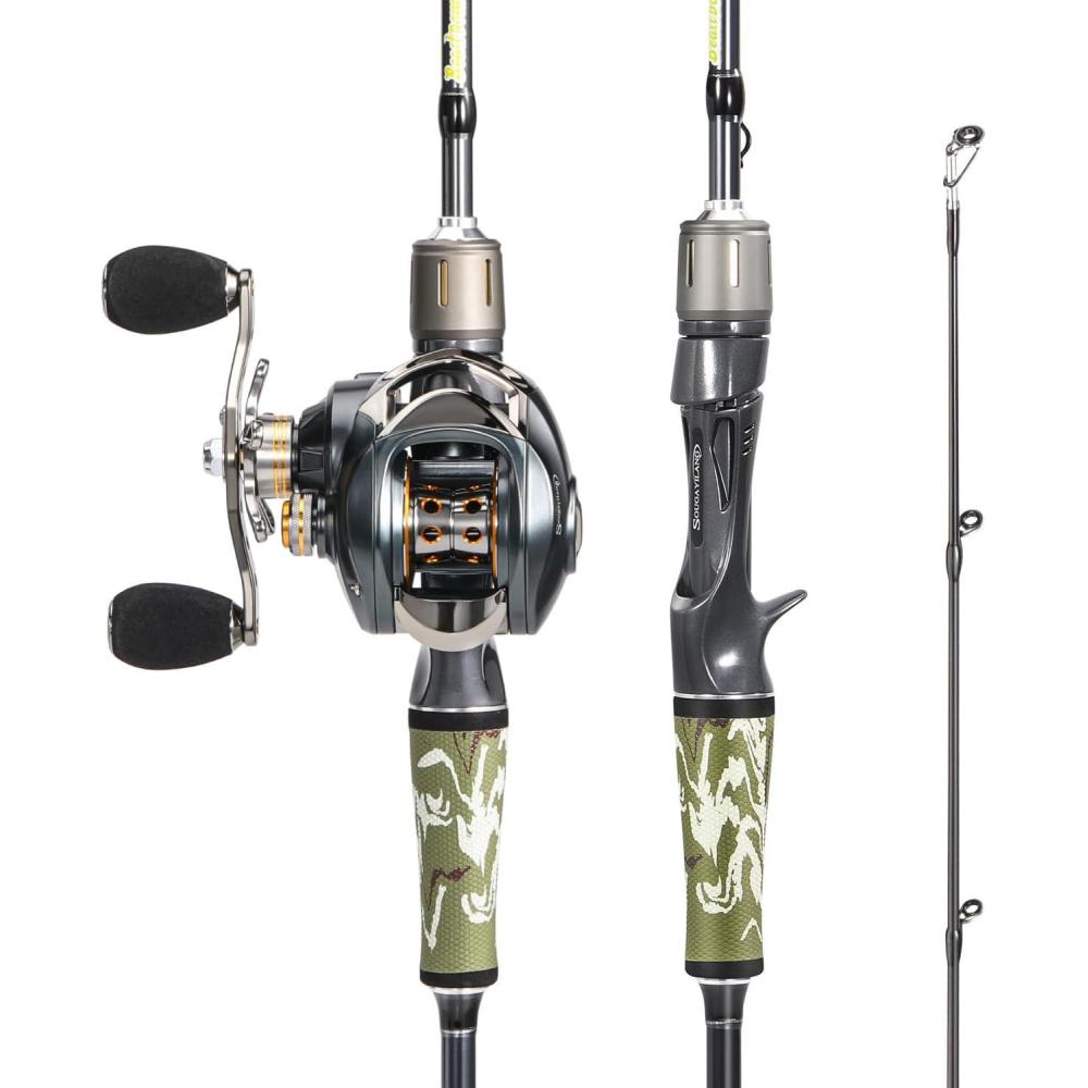 image:imageSougayilang BD Fishing Rod and Reel Combos Spinning amp Casting Fishing Combo30Ton24Ton Graphite 2 Pc Fishing Poles with SuperPolymer Handle S Style Hook KeeperCast 76medium Heavyleft Handle
