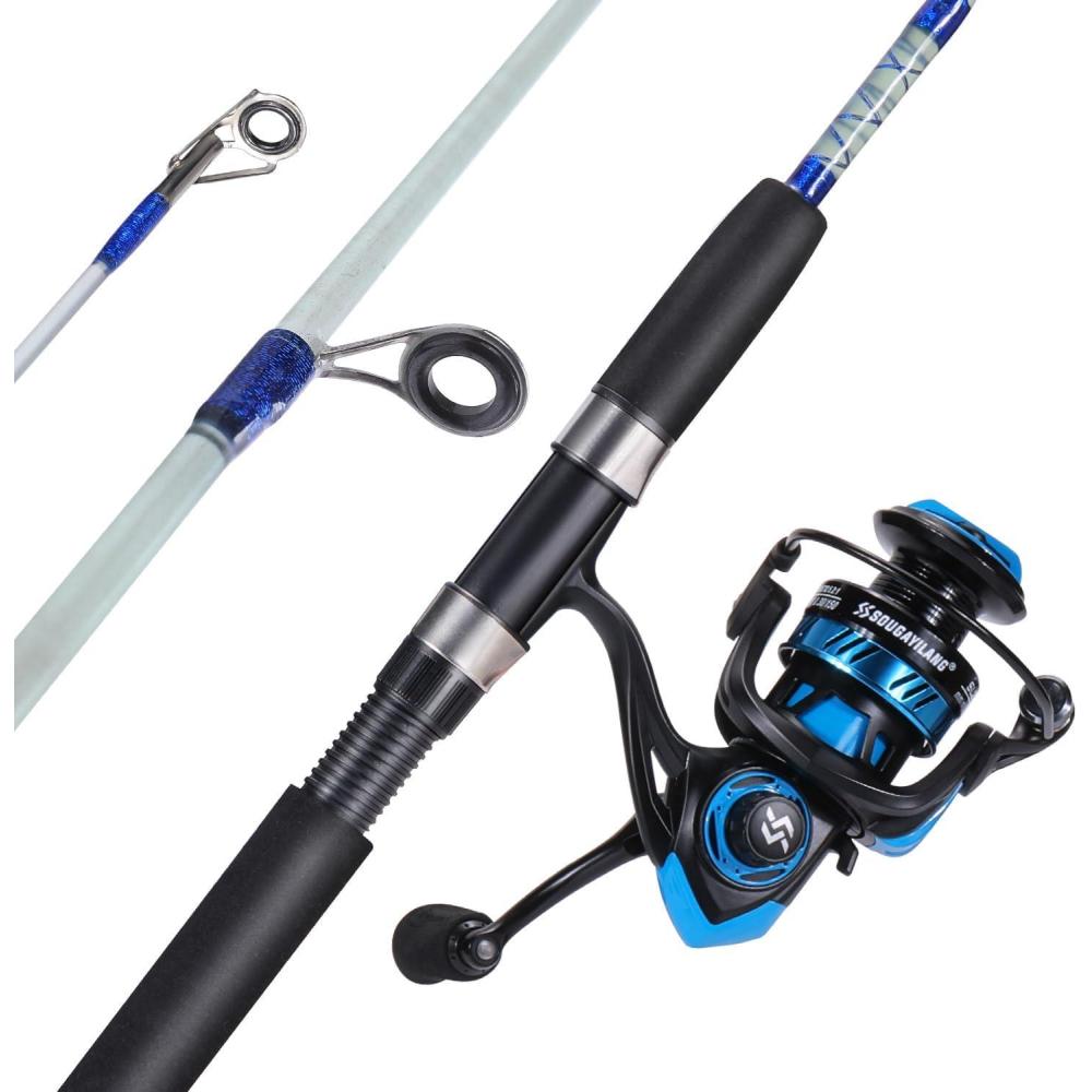 image:imageSougayilang Catfish Fishing Rod and Reel Combo 2Piece Spinning Combo Durable Graphite amp Glass Blanks Fishing Pole for CrappieBlueFastMH