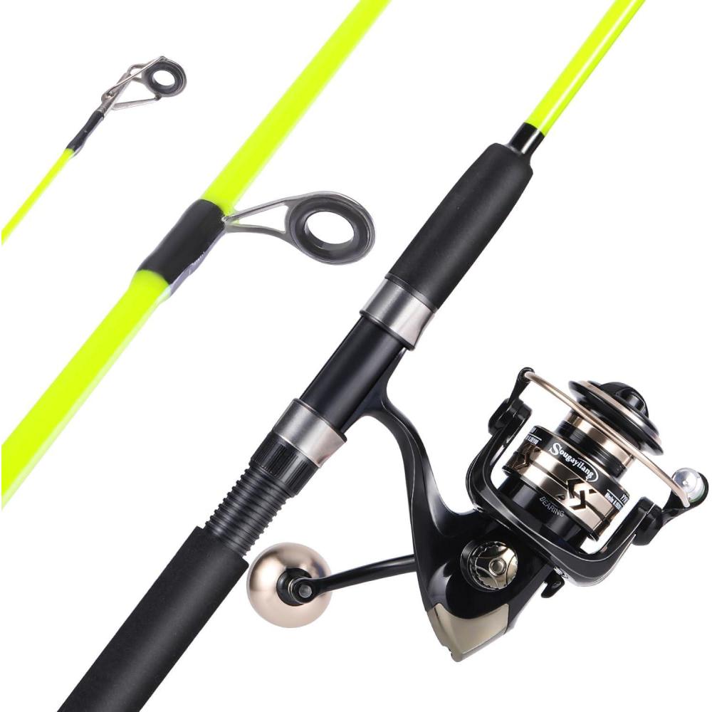 image:imageSougayilang Catfish Fishing Rod and Reel Combo 2Piece Spinning Combo Durable Graphite amp Glass Blanks Fishing Pole for CrappieYellowFastMH