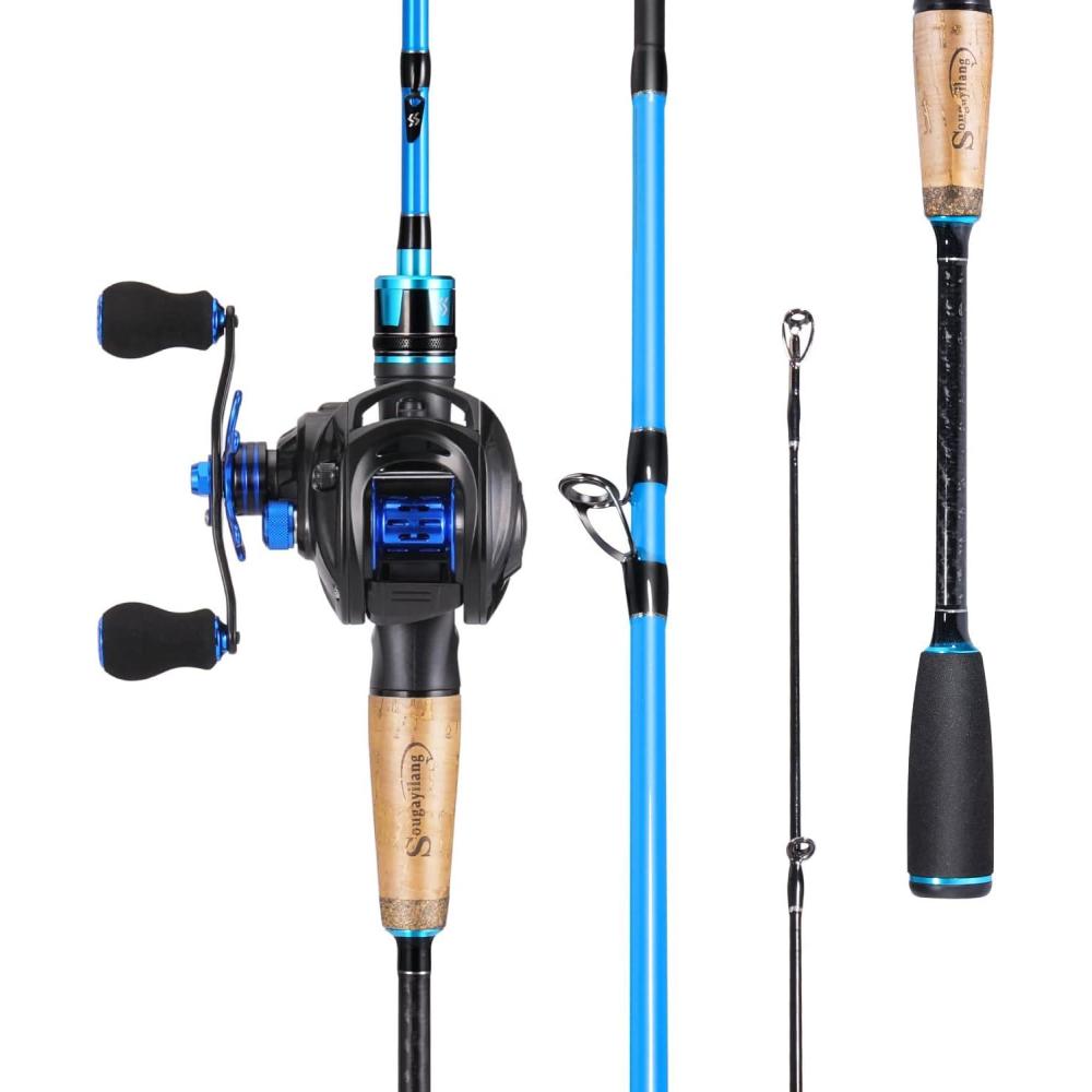 image:imageSougayilang Fishing Pole Stainless Steel Guides Fishing Rod and Reel Combo with Spinning Reel Combo for Saltwater and Freshwater Fishing Gear and EquipmentBlueLeft Handed