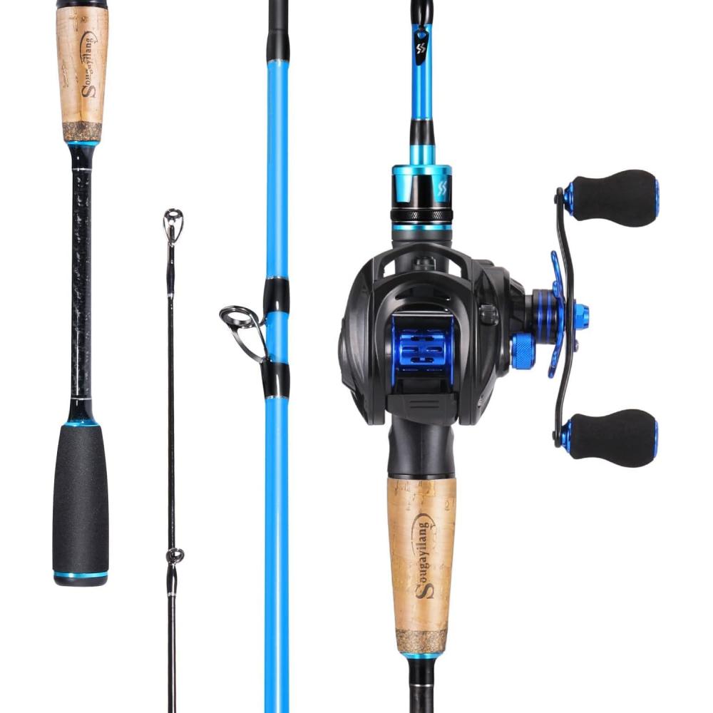 image:imageSougayilang Fishing Pole Stainless Steel Guides Fishing Rod and Reel Combo with Spinning Reel Combo for Saltwater and Freshwater Fishing Gear and EquipmentBlueRight Handed