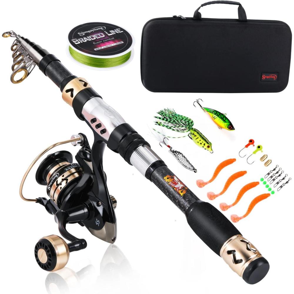 image:imageSougayilang Fishing Pole with Spinning Reel Portable Fishing Rod Reel Combos18M Rod with 2000 Reel