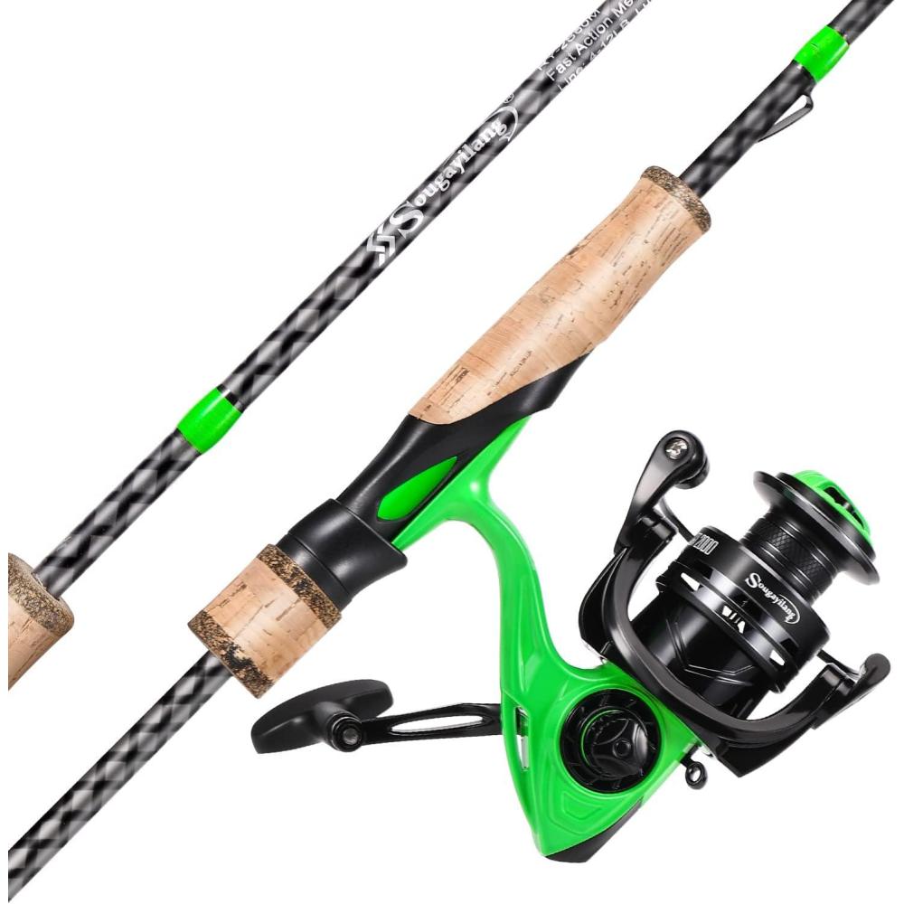 image:imageSougayilang Fishing Rod Combo Fast Action 2 Pieces Fishing Pole with Spinning Reel for Saltwater and FreshwaterGreen