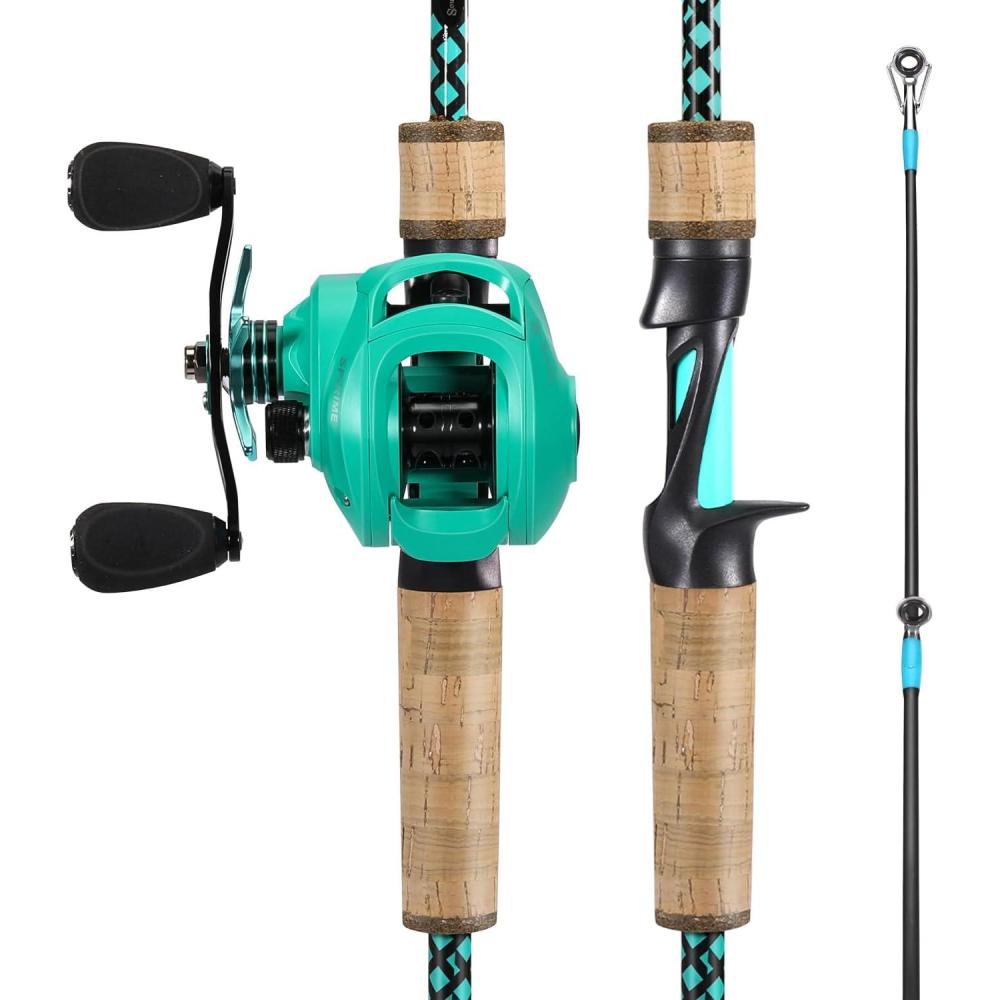 image:imageSougayilang Fishing Rod Reel Combo Fast Action 2 Pieces Fishing Pole with Baitcasting ReelBlue with SE ReelLeft Handed