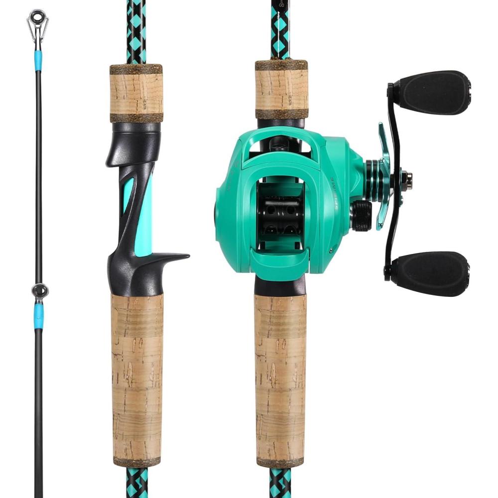 image:imageSougayilang Fishing Rod Reel Combo Fast Action 2 Pieces Fishing Pole with Baitcasting ReelBlue with SE ReelRight Handed