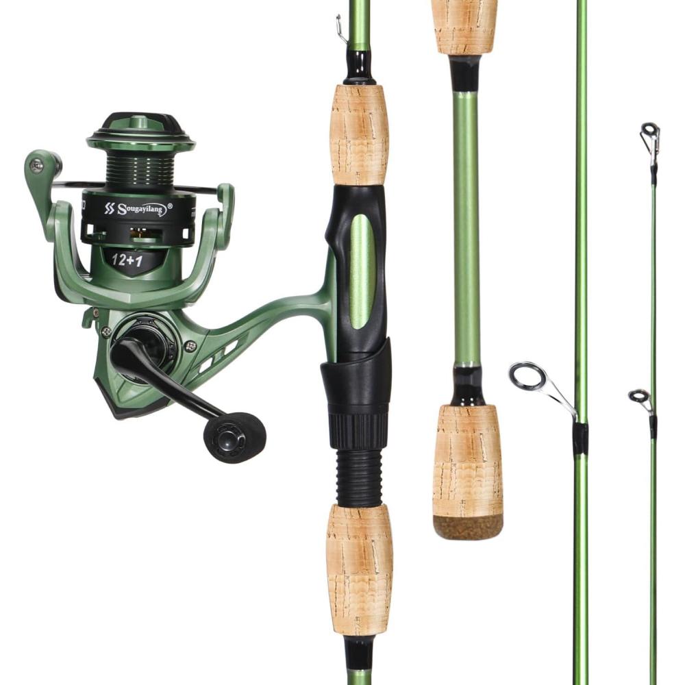 image:imageSougayilang Fishing Rod Reel Combos Graphite 2Pc Blanks Fishing Pole with Casting amp Spinning Reel Stainless Steel GuidesSpinning