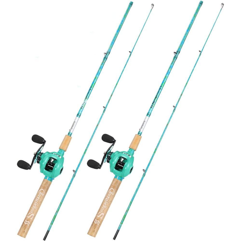 image:imageSougayilang Fishing Rod and Reel Combo 2Piece 5Foot 6Inch Graphite amp Fiberglass Rod Durable and Strong Quickset AntiReverse Fishing Reel 1Pack2PackCasting Combo  Left 2 PACKS