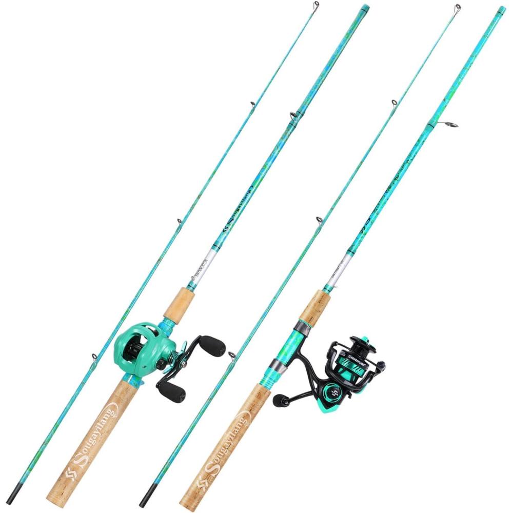 image:imageSougayilang Fishing Rod and Reel Combo 2Piece 5Foot 6Inch Graphite amp Fiberglass Rod Durable and Strong Quickset AntiReverse Fishing Reel 1Pack2PackMix Combo Right 2PACKS