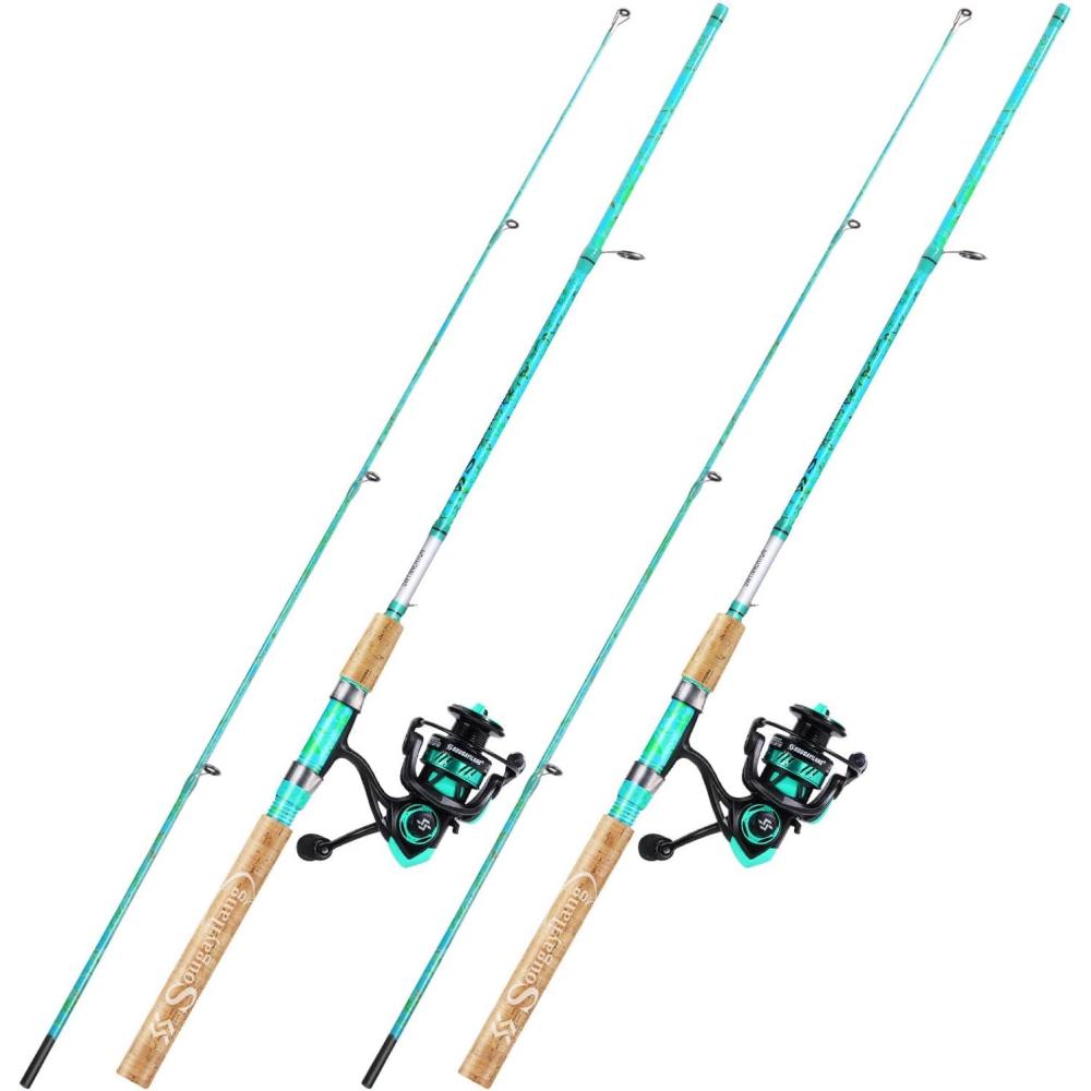 image:imageSougayilang Fishing Rod and Reel Combo 2Piece 5Foot 6Inch Graphite amp Fiberglass Rod Durable and Strong Quickset AntiReverse Fishing Reel 1Pack2PackSpinning Combo 2 PACKS