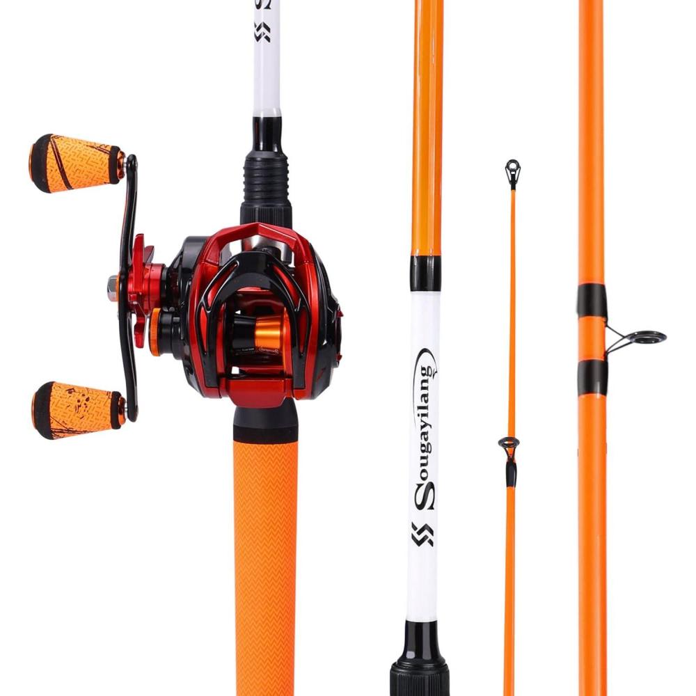 image:imageSougayilang Fishing Rod and Reel Combo Medium Fishing Pole with Casting Reel Baitcaster Combo SuperPolymer Handle6ft OrangeLeft Handed Casting Combo