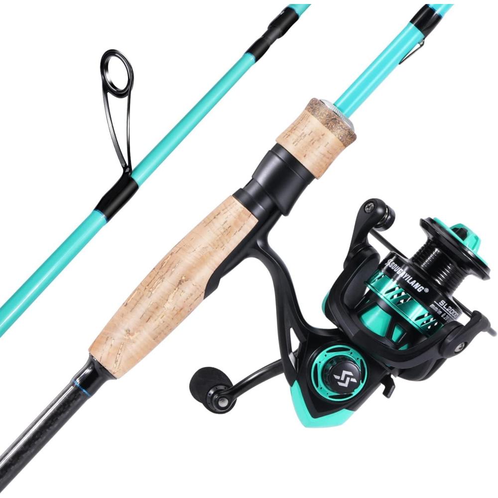 image:imageSougayilang Fishing Rod and Reel Combo Medium Fishing Pole with Spinning Reel Baitcaster Combo SuperPolymer HandleA Blue