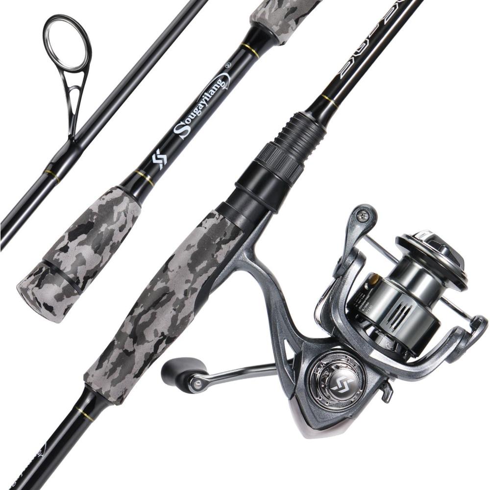 image:imageSougayilang Fishing Rod and Reel Combo Stainless Steel Guides Fishing Pole with Spinning Reel Combo for Bass FishingGrey