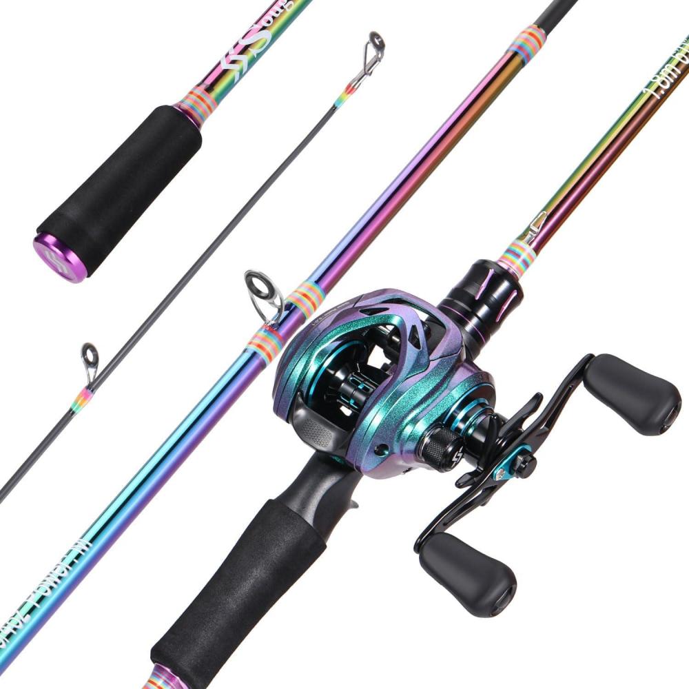 image:imageSougayilang Spinning Fishing Reel Rod Combo Two Pieces Colorful Poratble Light Weight Fishing Rod with Powerful Fishing Gear for Freshwater SaltwaterCasting ComboRight Hand