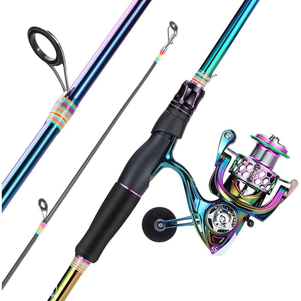 image:imageSougayilang Spinning Fishing Reel Rod Combo Two Pieces Colorful Poratble Light Weight Fishing Rod with Powerful Fishing Gear for Freshwater SaltwaterSpinning Combo with LY2000