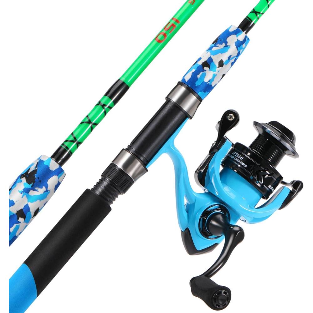image:imageSougayilang Spinning Reel and 2Piece Fishing Rod Combo Durable Graphite amp Fiberglass Rod SplitGrip Cork HandleRightLeft Handle PositionBlue