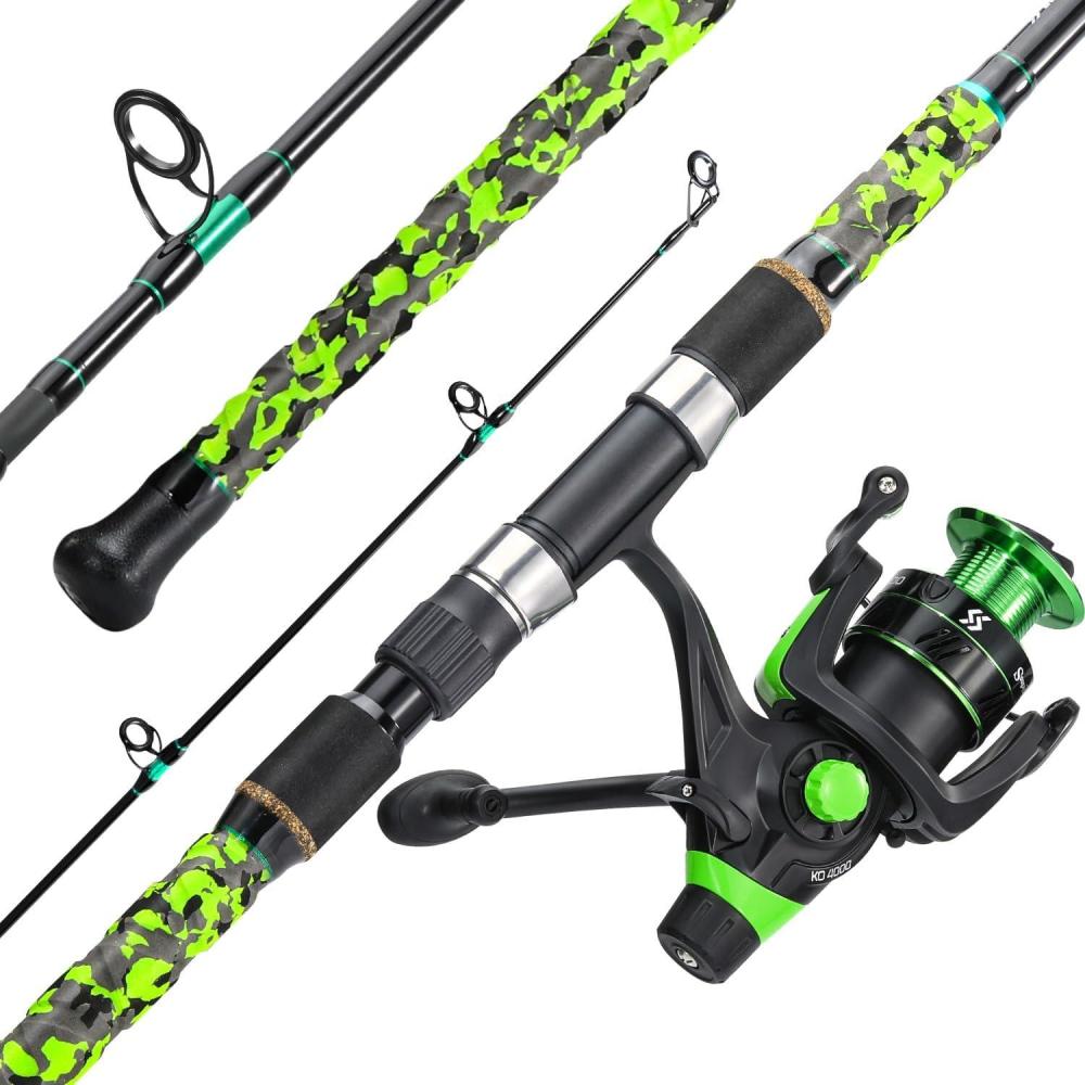image:imageSougayilang Surf Fishing Rod and Reel Combo MediumHeavy 3 Piece Travel Spinning Rod with 4000 Size Reel Baitfeeder Combo91011green