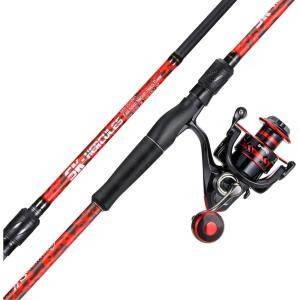 Sougayilang 7’ Fishing Rod and Reel Spinning Combo, 2 Piece Fishing Rod, Size 4000 Reel, Right/Left Handle Position, Suitable for Inshore Fishing(Red)
