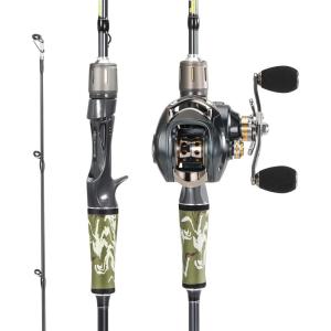 Sougayilang BD Fishing Rod and Reel Combos, Spinning & Casting Fishing Combo,30Ton+24Ton Graphite 2 Pc Fishing Poles with SuperPolymer Handle, “S” Style Hook Keeper(Cast 7’0”-medium-right Handle)