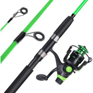 Sougayilang Catfish Fishing Rod and Reel Combo, 2-Piece Spinning Combo, Durable Graphite & Glass Blanks Fishing Pole for Crappie(Green-Fast-MH)