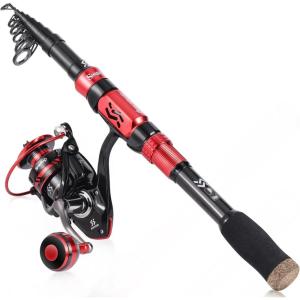 Sougayilang Fishing Pole with Spinning Reel Portable Fishing Rod Reel Combos(2.1M/6.89FT Rod with 2000 Reel)