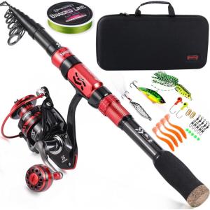Sougayilang Fishing Pole with Spinning Reel Portable Fishing Rod Reel Combos(2.4M/7.87FT Rod with 3000 Reel)
